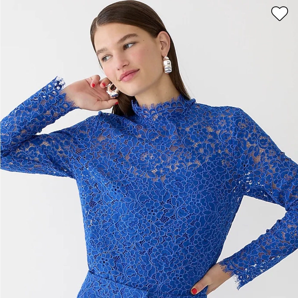 NWOT J. Crew Scalloped lace mockneck top - Picture 2 of 11